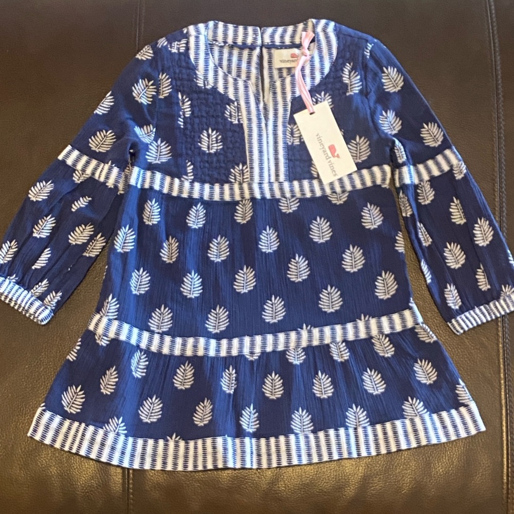 NWT Girls Vineyard Vines Fleur De Leaf Tiered Dress, Size 2T